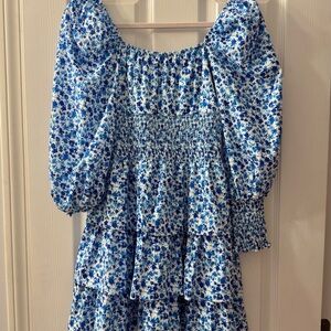 Floral Blue long sleeve Dress!